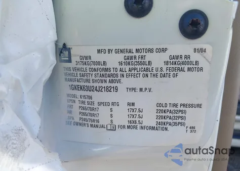 2004 GMC Yukon Denali from USA, damaged, VIN 1GKEK63U24J218219